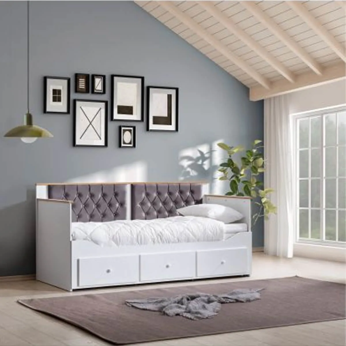 Alaçatı Büyüyen Gri Karyola